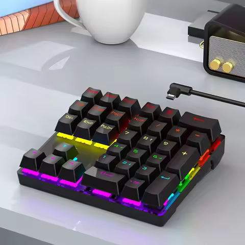 Hot Swappable 33Key Mechanical Number Pad Featuring RGB Lighting Modes USB Connectivity Ergonomic De