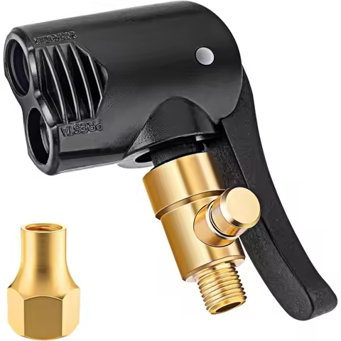 2-in-1 Deflated Schrader/Presta Valve Adapter Portable Tire Air Pump Nozzle Hose Tire Inflator Chuck