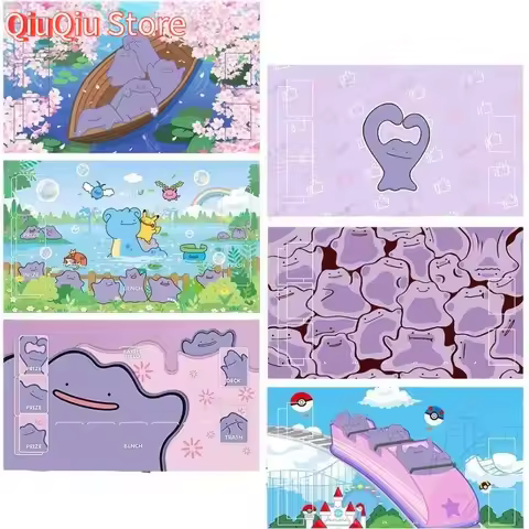 New 600x350mm Ditto Series DIY Single-player Battle Card Playmat Cartoon Pokemons 2mm Stitched Edge 