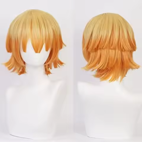 Zenitsu Wig Short Yellow Wig For Cosplay Orange Ombre Wig Cosplay Wig for Synthetic Wig for Hallowee