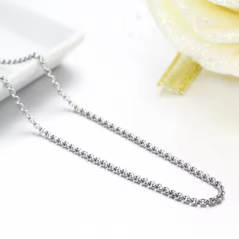 35-70cm 1.5mm 925 Sterling Silver Circle Rolo Chain Necklace Women Girl Italy Men Jewelry Kolye Coll