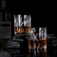 4pcs Embossed Whiskey Glass Set Cross-Border Glass Western Wine Beer Glass Wine Set Gift Box Whiskey