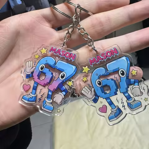 New Cartoon 67 6 7 Meme Keychains Ring for Accessories Bag 6 7 Six Seven Cartoon Creative Keyring Je