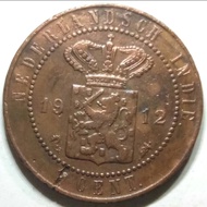 Koleksi Uang koin kuno 1 Cent NEDERLANDSCH INDIE 1912 Tp.1256