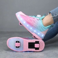 Mesh children's roller skates, Heely's shoes, girls' sports shoes, colorful light-emitting网面儿童轮滑鞋暴走鞋