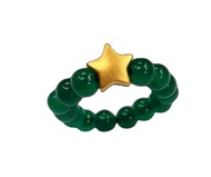 TAKA Jewellery 999 Pure Gold Star Charm with Green Agate Beads Ring