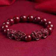 【โชคดี + โชคลาภ ✨】 สร้อยข้อมือผู้ชายทอมือปี่เซียะสีแดง สร้อยข้อมือมุกแดงนำโชค สร้อยข้อมือทรายทองม่วง