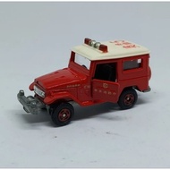 Tomica toyota land cruiser fj40 fire command vehicle red x white loose diecast (t)