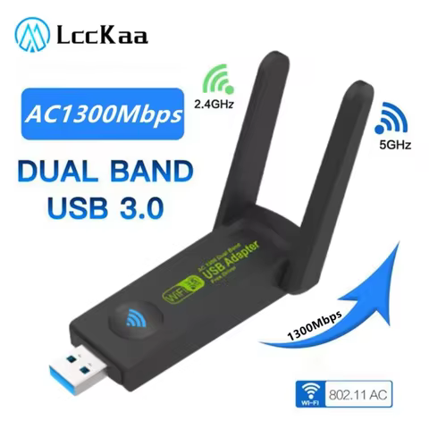 2.4GHz+5GHz Dual Band USB Wifi Adapter 1300Mbps Wireless Network Card With Antenna Wireless USB WiFi