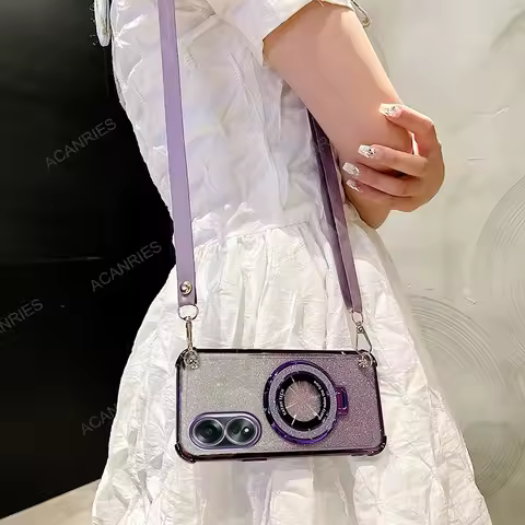 For Oppo A18 A38 4G A58 A78 5G A60 A80 A74 A94 A95 A9 A5 Crossbody Lanyard Four Corner Anti-shock Pl