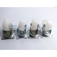 Cart wheels, Set of 4 4cm white plastic wheels that rotate 360