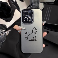 HP Simple line cat Csing Silverhp Color Mtte Premium Silver nti Jtuh Hrd Case For Vivo Y17S V40 Lite