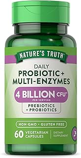 Probiotics with Enzymes | 60 Capsules | Stomach Friendly for Men and Women | Non-GMO, Gluten Free | by Natures Truth