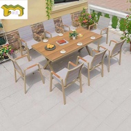Plastic Wood European Style Furniture Combination Chair Garden Balcony Table Chair Mesh Coffee Table