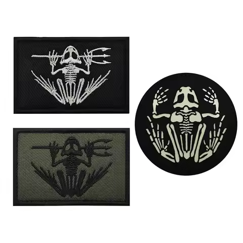 So You Wanna Be A Frogman Skull Bone Skeleton Frog Patches Reflective Glow PVC Rubber Tactical Emble