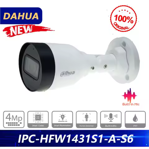 Dahua International Version DH-IPC-HFW1431S1-A-S6 4MP Entry IR Fixed-focal Bullet Camera Supports Hu