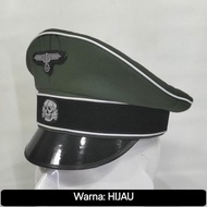 topi pet visor waffen ss jerman ww2 hijau versi b kostum cosplay