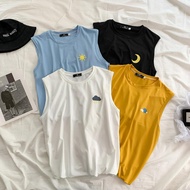 【4 Color】M-2XL Weather Graphic printed fashion trend casual sweat tank top for men Korean loose spor