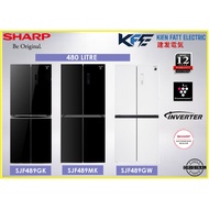 Sharp Multi Door Inverter Avance Refrigerator 480 Litre Capacity SJF489GK Glass Black/ SJF489MK/ SJF