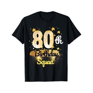 80Th Birthday Party Shirt- Glittery Golden 80Th Birthday Squad Design With Number 80- Soft Shrink-Re