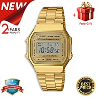 (ของแท้ 100%) นาฬิกา คาสิโอ Digital นาฬิกาข้อมือผู้ชาย/ผู้หญิง สายสแตนเลส รุ่น A168WG-9W ของแท้ ประก