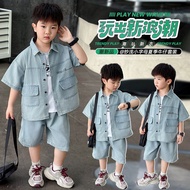 2 Years Old 3 Years Old 4 Years Old 5 Years Old 6 Years Old Baby Boy Short-Sleeved Summer Denim Suit
