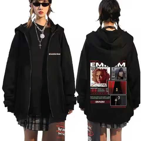 Rapper Eminem Music Album 2025 Zipper Hoodie Men's Clothing Retro Oversized Zip Up Sweatshirt Men Hi