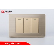 Genuine Tenko TK-C7G-03 3-Button Yellow Alloy Face Switch