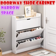 《SG Stock》Flipping shoe cabinet Doorway slim Storage rack Shelf Organizer Space Saving