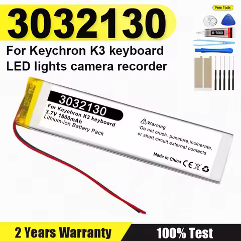1-20 Pcs 3032130 3.7V 1800mAh New Li-Polymer Battery For Keychron K3 keyboard cells LED lights Bluet