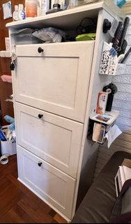 IKEA 白色三層鞋櫃連掛架
