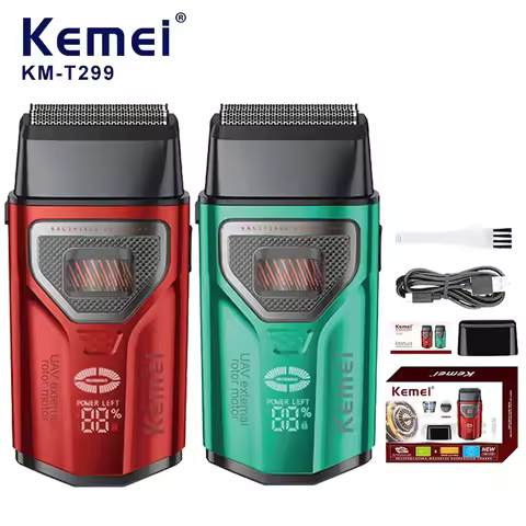 KEMEI KM-T299 Beard Trimmer Professional Double Foil Shaver LCD Display Shaver External Rotor Brushl