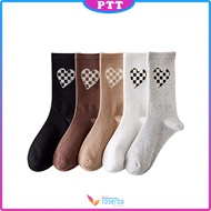 Kaos Kaki Wanita Kode 6760 Setinggi Betis Corak Kotak Love Socks unisex Panjang motif Catur Estetik