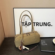 Retro Matte Nữ Sát Nách Túi Đi Lại Công Suất Lớn Thời Trang Polyester Mềm Mại Túi Đeo Vai Có Túi Dây