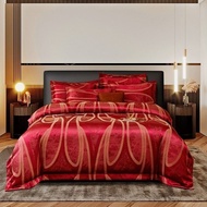 High End Luxury Tribute Forging Jacquard TC1600 4in1 Bedsheet Set Smooth Quilt Cover Pillow Case Bed