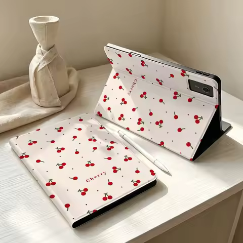 Cherry Pattern For Lenovo Xiaoxin Lenovo Tab Pad Pro Plus P12 P11 M10 Soft Pen Tray Tablet Case