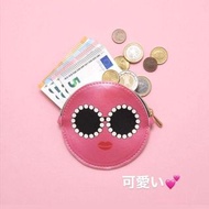 日本 a-jolie 粉紅色皮革 限量版 圓形 散子包