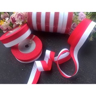 MERAH Flag Ribbon Satin Color Ribbon 1 inch Red and White Ribbon 2.5 cm Ribbon August Ribbon