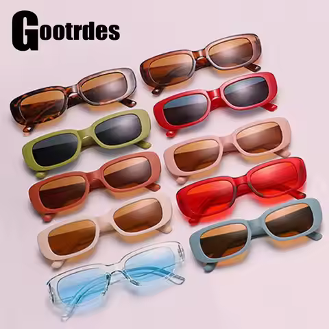 90s Retro Rectangle Sunglasses for Women Men Trendy Candy Color Sun Glasses Fashion Vintage Eyewear 