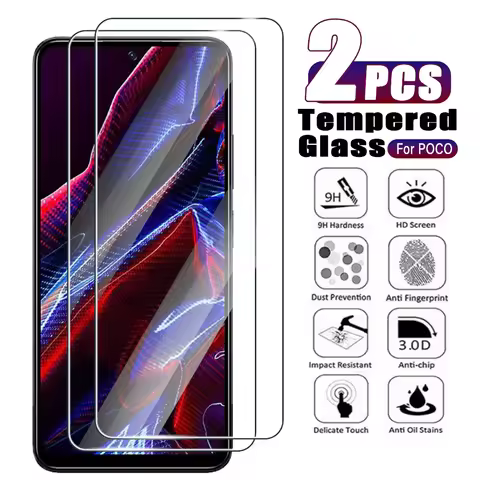 2pcs Tempered Glass for Xiaomi Poco X6 X5 X4 X3 Pro GT M2 M3 M4 M5 M6 4G 5G M5s Screen Film on Poco 