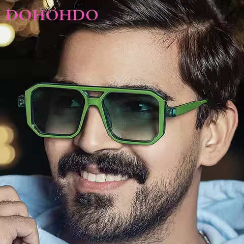 Vintage Double Bridge Square Pilot Women's Sunglasses Trend Retro Men Sunglass Outdoor Driving Trave