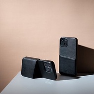 【春天來了】插卡皮革手機殼 iPhone 13/Pro/Max - 渡鴉黑