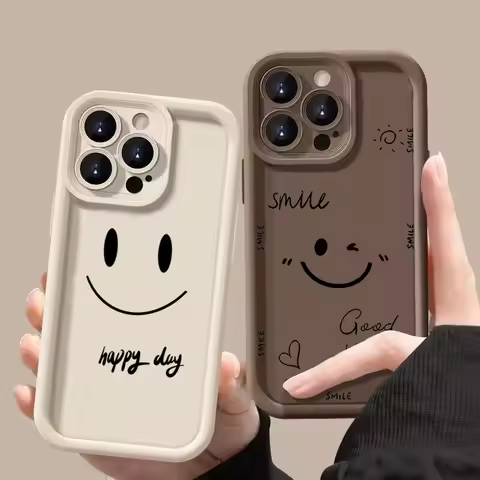 Smiling Face Silicone Phone Case For Samsung Galaxy S25 Ultra S24 FE S23 S22 Plus A06 A26 A36 A33 A2