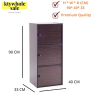 KTY DIY 3 Compartment Shelf with Lock /Utility Shelf/Book Rack/Storage Cabinet/Book Shelf