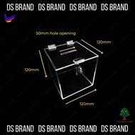 Kotak Akrilik / Acrylic Donation Box / Money Box / Tabung Derma / Tabung Duit (120mm)