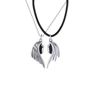 HAP  Magnetic Couple Necklace Devil and Angel Wing Pendant Distance Faceted Necklace