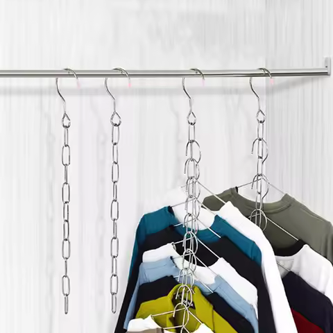 Hanger Hanging Hole Clothes Chain Stainless Steel Hanging Chain Hooks Storage Cloth Closet Hangers S