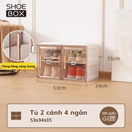 Tủ nhựa đựng giày dép gấp gọn cao cấp SHOES BOX Hộp đựng giày nhựa cứng PP trong suốt 8 ngăn 12 ngăn