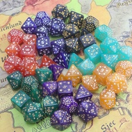7pcs DND Dice Set Polyhedral Dice with Star Pattern and Glitter Effect for Board Game DND RPG