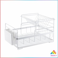 Sweet.T ที่คว่ำจาน "พร้อมถาดเก็บน้ำ" ชั้นเก็บ ชั้นเก็บของบนโต๊ะอาหาร จัดระเบียบ Double drain dish ra